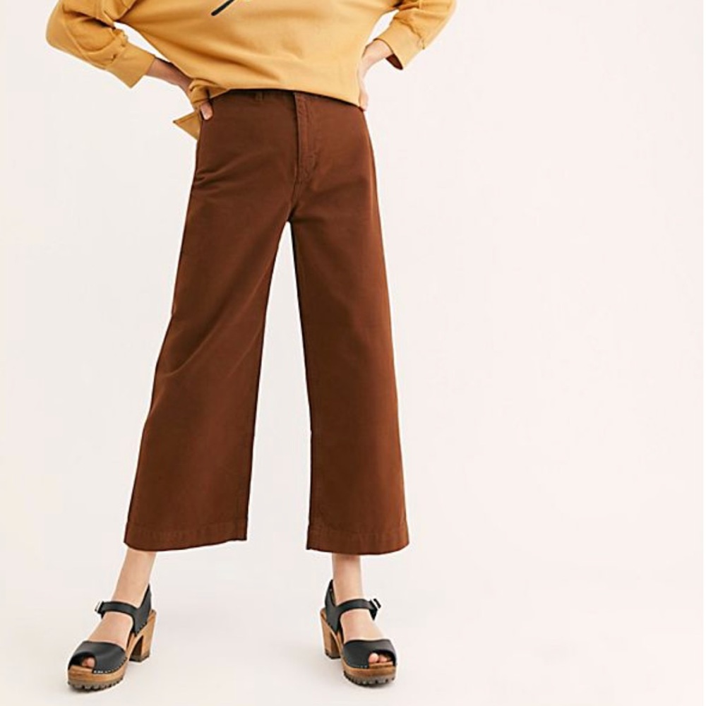 Brown Wide-Leg Women's Pants